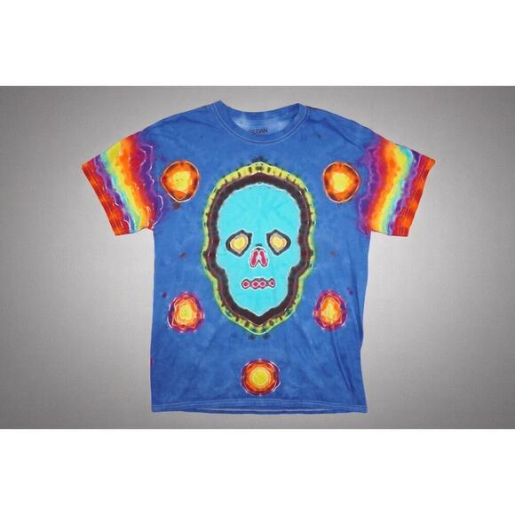 Handmade Tie-Dye Skull Shirt – Size M – Gildan 100% Cotton – Psychedelic Art Tee - Picture 1 of 6